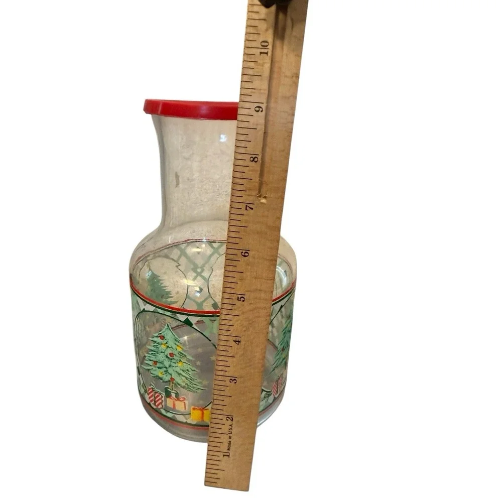 Vintage Christmas Tree Carafe‎ Juice Pitcher Vase Decanter With Lid